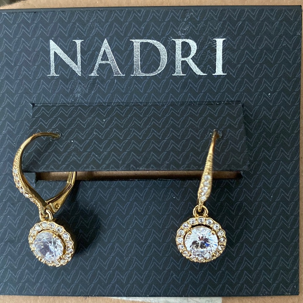 Nadri Small Gold Earrings with Cubic Zicornia